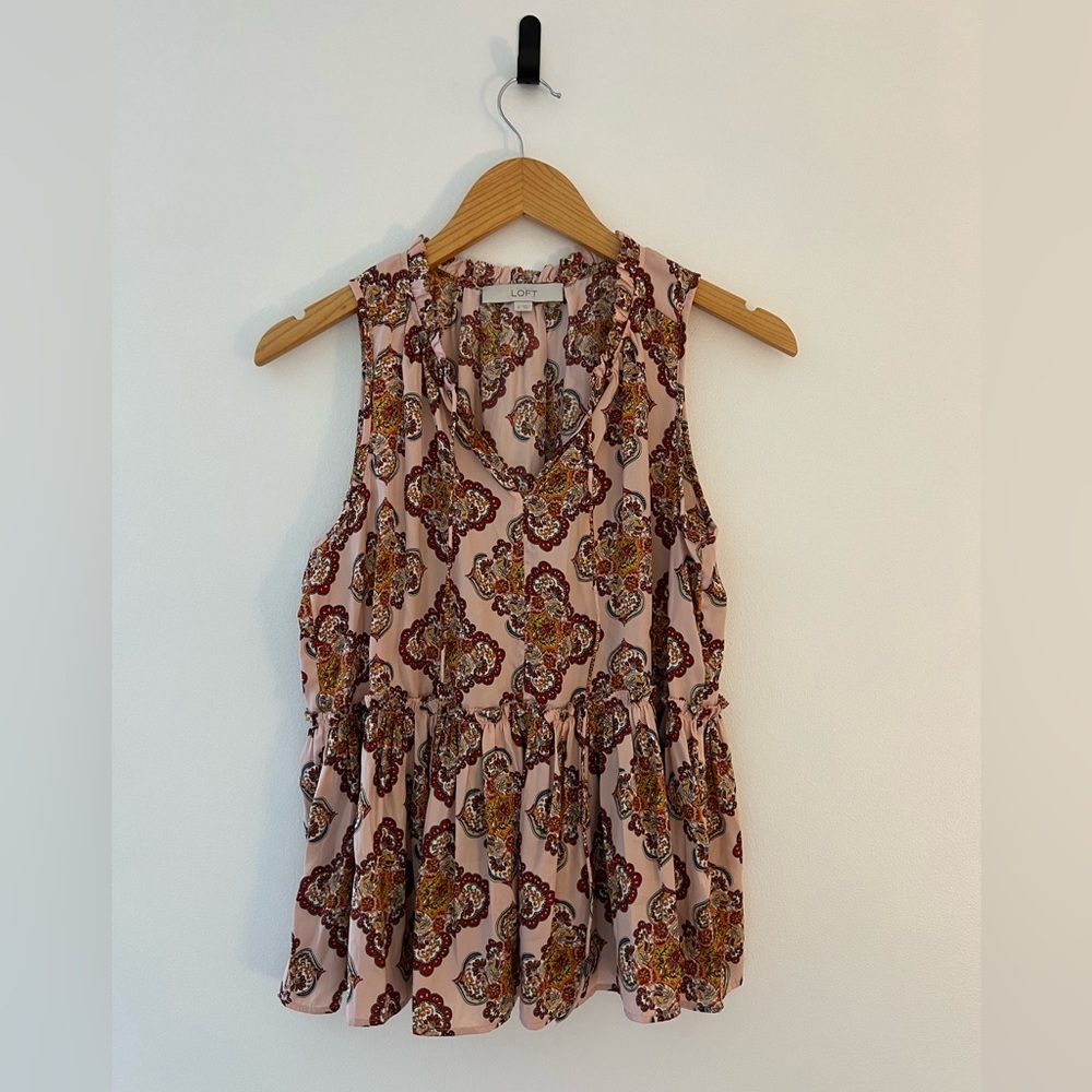 Paisley Peplum Silky Blouse